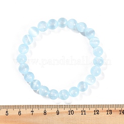 Bracelets extensibles en perles rondes de sélénite naturelle teintée pour femmes&nbsp;G-U005-02G