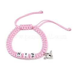 2 ensemble de bracelets réglables pour couple avec cordon en polyester ciré coréen tressé de 2 couleurs&nbsp;BJEW-JB11627