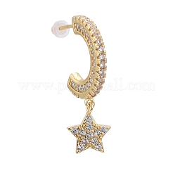 Latón micro pave aretes de circonita cúbica transparente&nbsp;EJEW-K083-15G