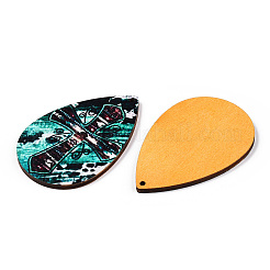 Grands pendentifs en bois avec croix imprimée&nbsp;WOOD-CJC0015-01B
