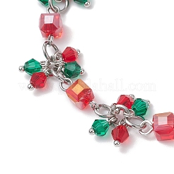 Weihnachtsarmbänder mit Glasgliedern und Bettelarmbändern für Damen&nbsp;BJEW-JB12626