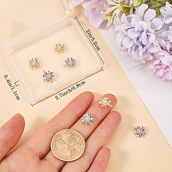 8 pièces 2 couleurs en laiton micro pavé breloques en zircone cubique claire&nbsp;KK-BBC0014-87