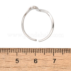 Rhodinierte 925 Sterling Silber Wellen Manschettenringe&nbsp;RJEW-D300-02P