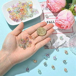 120 Stück 8-farbige Anhänger aus transparentem Crackle-Glas&nbsp;PALLOY-YW00175