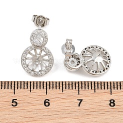 Accessoires de clous d'oreilles en laiton avec micro pavé zircone cubique&nbsp;CU-CBAA5EE-02P