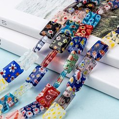 Rechteck handgemachte Millefiori Glasperlen&nbsp;LK-R004-56