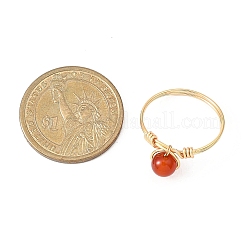 Anelli da donna con perline intrecciate rotonde in pietre preziose naturali&nbsp;RJEW-JR00953-01