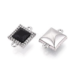 Breloques connecteurs en laiton micro pavé de zircones cubiques transparentes et de verre&nbsp;KK-N287-29P