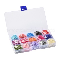 180g 15 couleurs de perles de rocaille de verre de peinture de cuisson&nbsp;SEED-JQ0003-01C-3mm