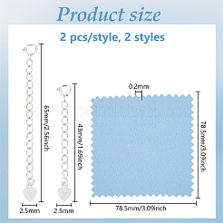 4 Stück 2 Stile 925 Sterling Silber vergoldet Sterling Silber Panzerkette Extender&nbsp;FIND-BC0005-13A
