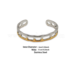 Bracelets manchettes bicolores en acier inoxydable 304 pour femmes&nbsp;WGC98AD-01