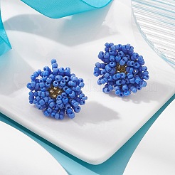 Aretes de flor con cuentas trenzadas y semillas de vidrio&nbsp;EJEW-MZ00072-02