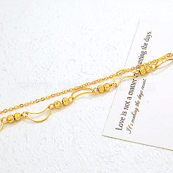 Vintage Strand Messing Mond Gliederkette Doppellagige Fußkettchen für Damen&nbsp;ZY2637