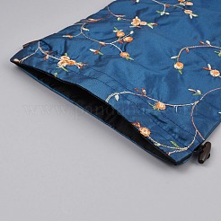 Sackleinenbeutel mit Stickerei und Blumenmuster&nbsp;LS-ABAG-WH0048-39A