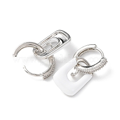 Accesorios para pendientes colgantes rectangulares de circonita cúbica transparente con micropavé de latón&nbsp;EJEW-A149-01B-P