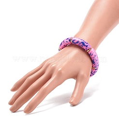 Braccialetto elastico con perline in tubo curvo acrilico&nbsp;BJEW-JB08442