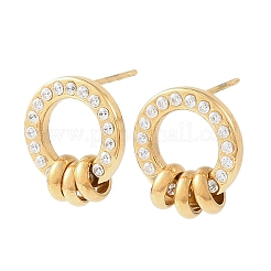 Pendientes de acero inoxidable 304 con micropavé de circonita cúbica para mujer&nbsp;SA-A003-02B-G