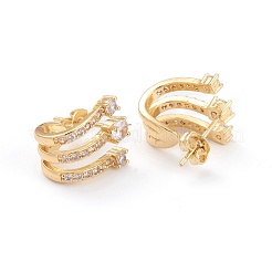 Orecchini a bottone in ottone con zirconi chiari e micro pavè&nbsp;EJEW-H125-17G