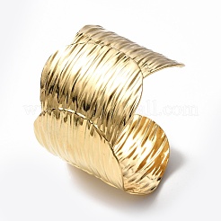 Ionenplattierung (IP) 304 Edelstahl weit geöffnetes Manschettenarmband für Frauen&nbsp;BJEW-F442-02G