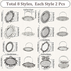 16 Stück 8 Stil verstellbare Legierung Fingerringe Komponenten&nbsp;FIND-SC0008-67