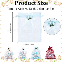 40 Stück 4 Farben 3D-Blumen-Organza-Kordelzugbeutel&nbsp;OP-BBC0001-06A