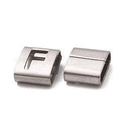 Breloques coulissantes carrées en acier inoxydable de style lettre 201 résistantes au ternissement&nbsp;STAS-L132-M