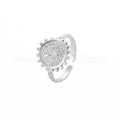 Anillo de puño abierto plano y redondo con letra inicial de acero inoxidable 304 que no se deslustra para hombres y mujeres.&nbsp;RJEW-S405-246P-Y