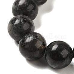 Braccialetti con perline intrecciate rotonde di larvikite naturale da 12.5 mm per donna uomo&nbsp;BJEW-C060-01Q