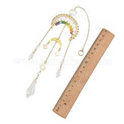 Acchiappasole con perline in ottone a forma di stella e luna e chakra arcobaleno&nbsp;HJEW-TA00502