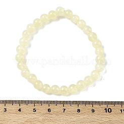 Natürliche goldene Seiden-Jade-Rundperlen-Stretcharmbänder für Damen&nbsp;BJEW-F535-01B