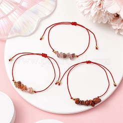 3 pz 3 stili braccialetti di perline intrecciate con pietre preziose&nbsp;BJEW-JB11146-10