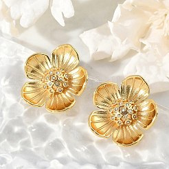 Orecchini a bottone a forma di fiore in acciaio inossidabile 304&nbsp;EJEW-M073-16G