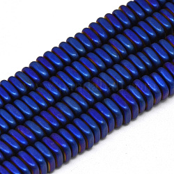 Electroplate non magnetici ematite sintetico fili di perline, stile matte, perline heishi quadrate, blu placcato, 6x6x2mm, Foro: 2 mm, circa 190pcs/filo, 15.7 pollice