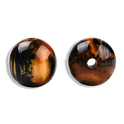 Harz perlen, Nachahmung Edelstein, Runde, dunkelgolden, 13.5x13 mm, Bohrung: 2~2.3 mm
