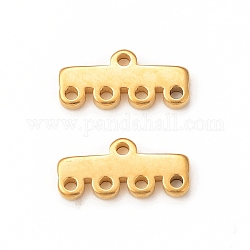 304 Stainless Steel Chandelier Component Links, 5-Loop Connector, Rectangle, Golden, 5x11.5x1.5mm, Hole: 1mm