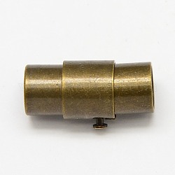 Латунная фиксирующая трубка магнитные застежки, колонка, античная бронза, 18x10 мм, отверстие : 8 мм