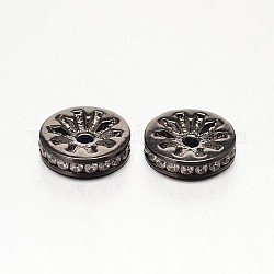 Perles de zircone cubique de grade AAA de micro pave, disque, Sans cadmium & sans nickel & sans plomb, gunmetal, 8x3mm, Trou: 1.5mm