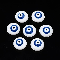 Transparente Acryl Perlen, mit Emaille, Auge, mittelblau, 12x6 mm, Bohrung: 1.4 mm