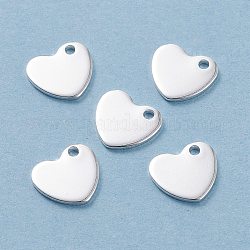 201 pendente in acciaio inossidabile con etichetta con pendenti vuoti, cuore, argento, 9.5x10.5x1.5mm, Foro: 1.9 mm