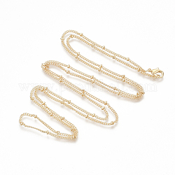 Fabrication de collier de chaîne gourmette en fer recouvert de laiton, avec des perles et des pinces de homard, or clair, 32 pouce (81.5 cm)