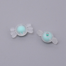 Perles acryliques transparentes transparentes, mat, accessoires de bricolage, Perle en bourrelet, candy, turquoise, 8.5x16.5x8.5mm, Trou: 2mm