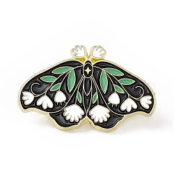 Pin de esmalte de mariposa, insignia de aleación chapada en oro para ropa de mochila, verde mar medio, 19x30.5x1.5mm