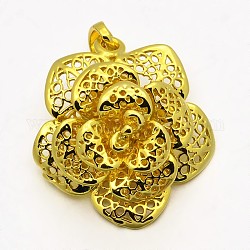 Brass Flower Pendants, Cadmium Free & Lead Free, Golden, 27x25x14mm, Hole: 7x4mm