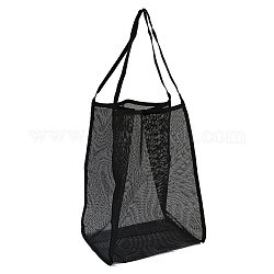 Polyester Mesh Beach Bag, with Handle Mesh Beach Tote Bag Reusable Mesh Shopping Bag, for Travel Toys or Laundry, Black, 62.4~63cm
