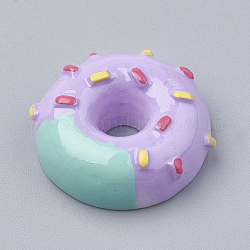 Cabochons décodés en résine, donut, nourriture imitation, lilas, 21x9mm