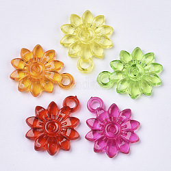 Transparent Acrylic Pendants, Dyed, Flower, Mixed Color, 25x20.5x3.5mm, Hole: 3mm, about 550pcs/500g