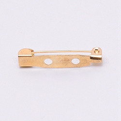 Iron Brooch Findings, Back Bar Pins, with 2 Holes, Light Gold, 5x25x7mm, Hole: 2mm, Pin: 0.5mm