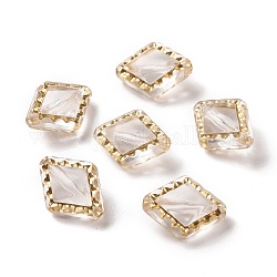 Perles en acrylique transparente, métal doré enlaça, losange, clair, 18x14.3x9mm, Trou: 1.5mm, environ 530 pcs/500 g