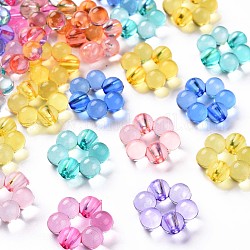 Cadres de perles acryliques transparents, fleur, couleur mixte, 16.5x15.5x6mm, Trou: 2mm