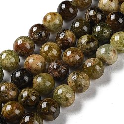 Naturali verdi perle granato fili, tondo, 10mm, Foro: 1.2 mm, circa 37pcs/filo, 15.35'' (39 cm)